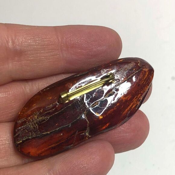 1153 Bold Modernist Baltic Amber 2-1/4" vintage pin Brooch - Picture 2 of 2